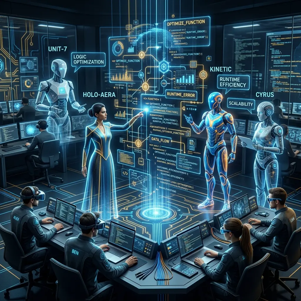 [Note: Fallback Ollama Cloud]

Illustration montrant plusieurs agents d’intelligence artificielle interconnectés autour d’un écran de code source, avec des lignes de réseau et des teintes argentées, symbolisant un audit multi‑agents collaboratif pour garantir la fiabilité et le consensus d’une base de code.