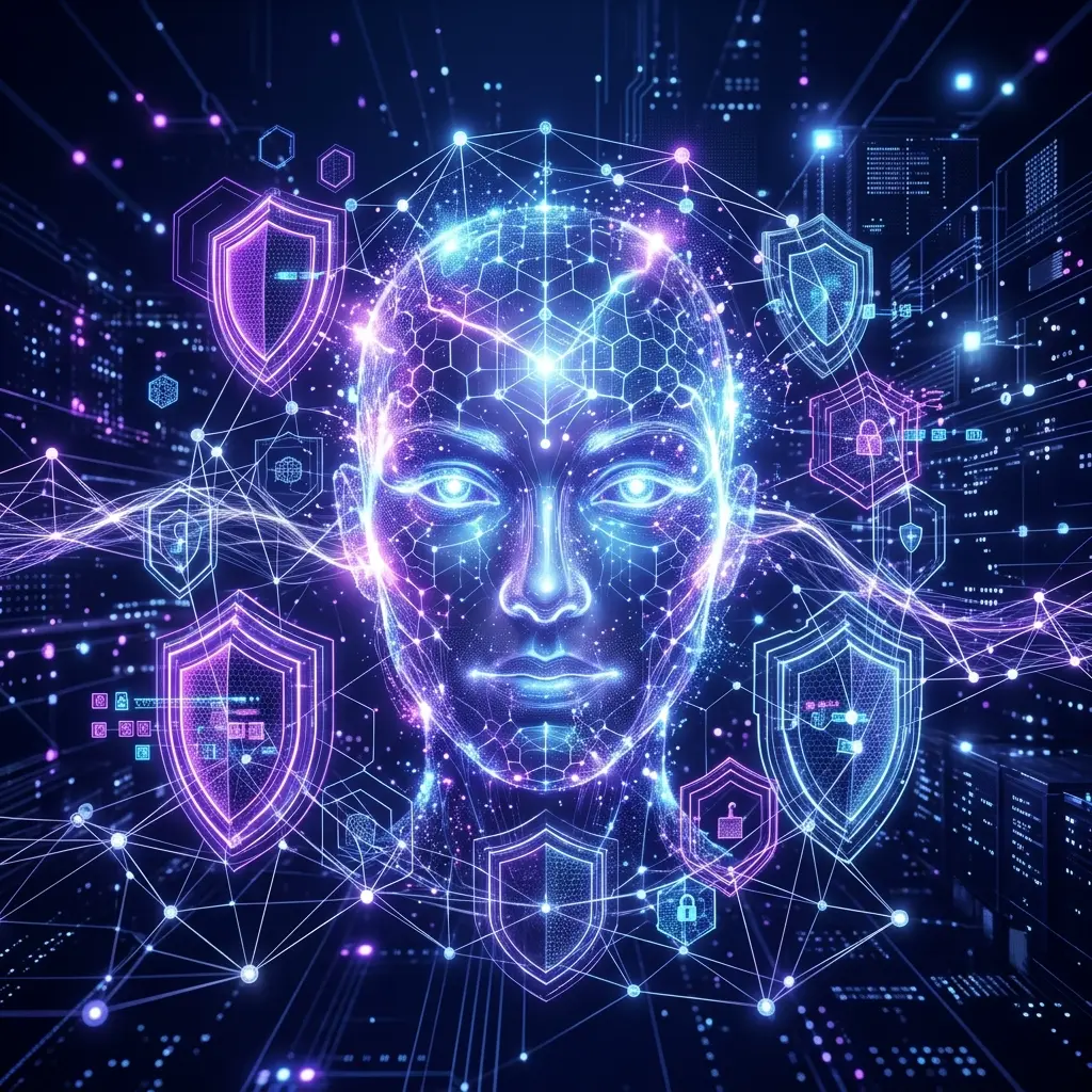 [Note: Fallback Ollama Cloud]

Illustration de Claude Mythos, une intelligence artificielle représentée par un visage stylisé en tons bleus, entouré d’icônes de cybersécurité : cadenas numériques, flux de code binaire, bouclier et réseau de connexions, symbolisant le débat entre une possible révolution et une menace pour la sécurité en ligne.