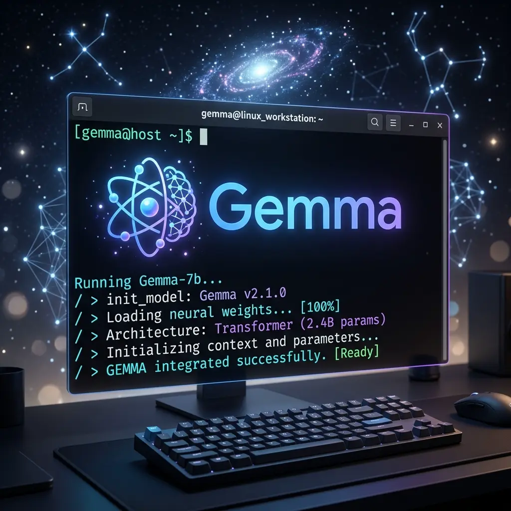 [Note: Fallback Ollama Cloud]

Capture d’écran du terminal Linux affichant les commandes d’installation de Gemma via l’API, avec saisie de la clé API, téléchargement du package et message confirmant la réussite de l’installation.
