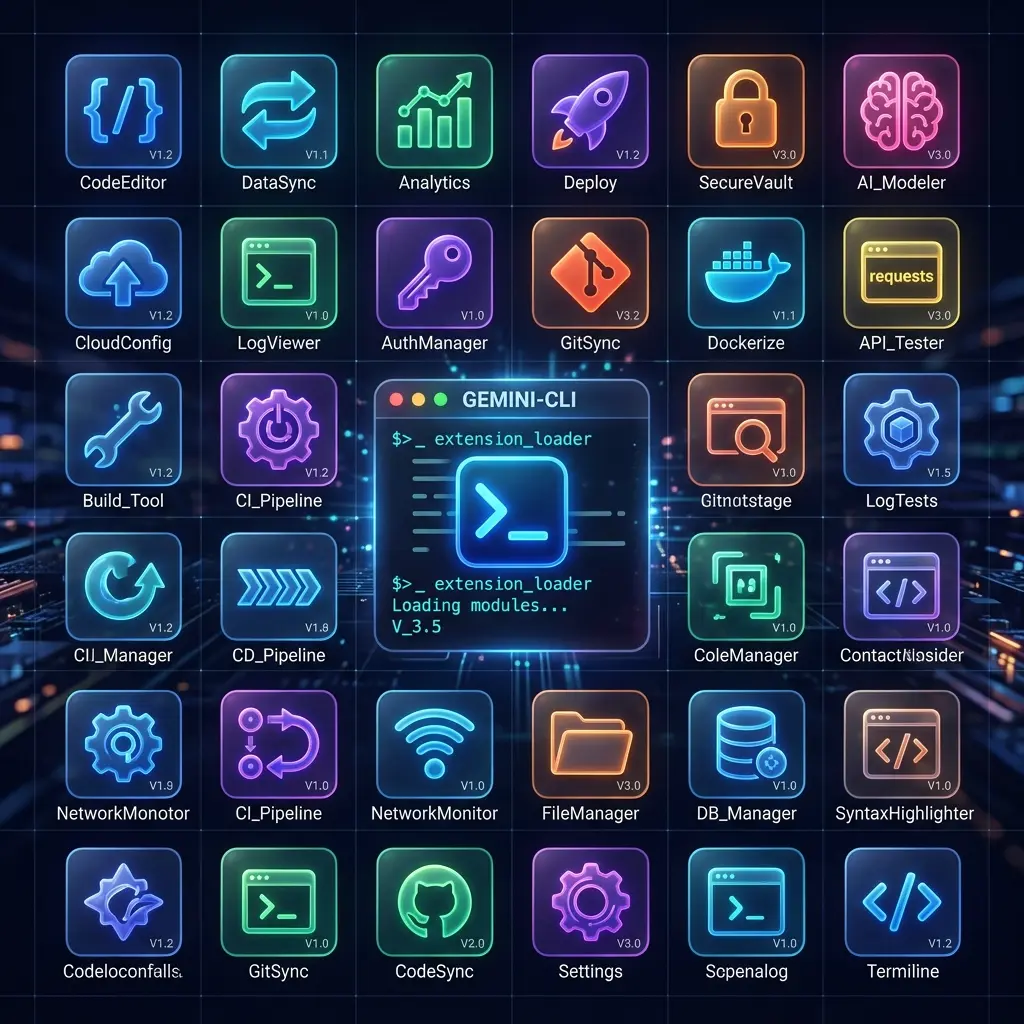 [Note: Fallback Ollama Cloud]

Capture d’écran du tableau récapitulatif du TOP 30 des extensions indispensables pour Gemini‑CLI, affichant les noms, icônes et brèves descriptions de chaque outil.